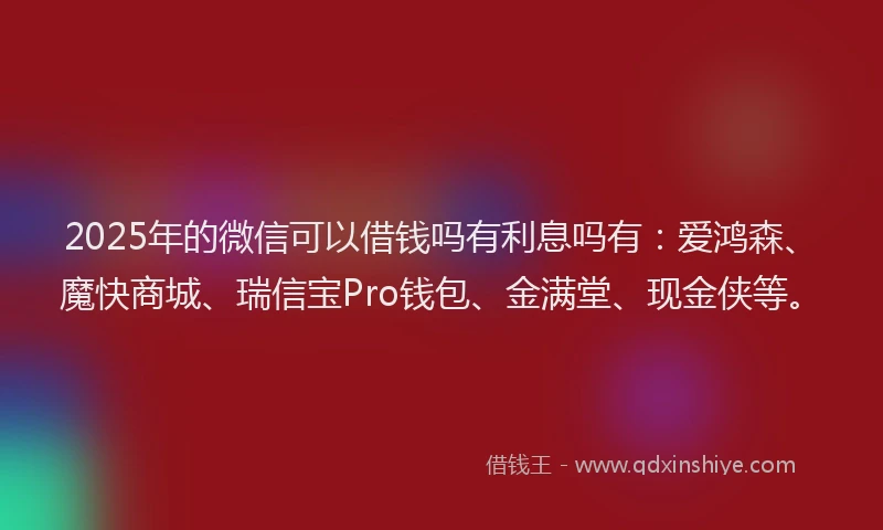 2025年的微信可以借钱吗有利息吗有：爱鸿森、魔快商城、瑞信宝Pro钱包、金满堂、现金侠等。