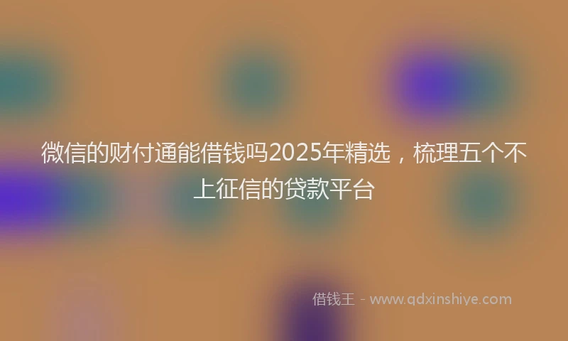 微信的财付通能借钱吗2025年精选，梳理五个不上征信的贷款平台