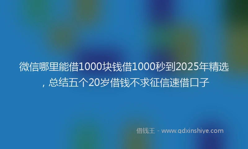 微信哪里能借1000块钱借1000秒到2025年精选，总结五个20岁借钱不求征信速借口子