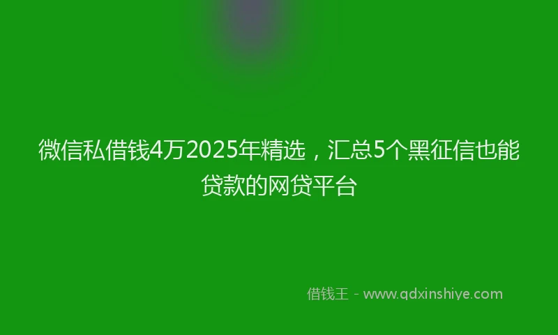 微信私借钱4万2025年精选，汇总5个黑征信也能贷款的网贷平台