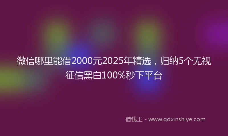 微信哪里能借2000元2025年精选，归纳5个无视征信黑白100%秒下平台