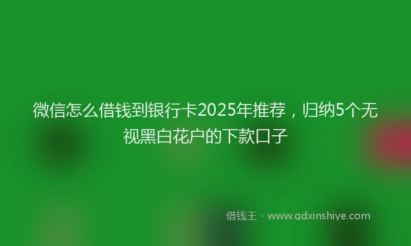 微信怎么借钱到银行卡2025年推荐，归纳5个无视黑白花户的下款口子