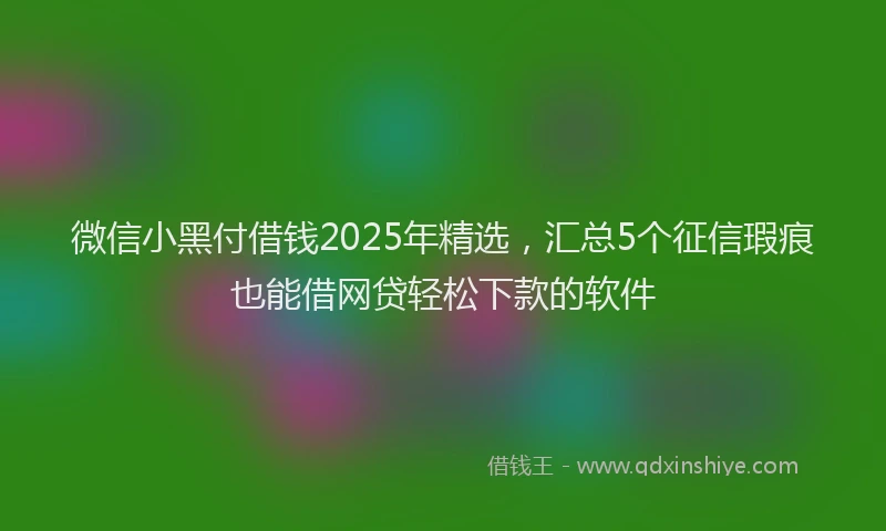 微信小黑付借钱2025年精选，汇总5个征信瑕疵也能借网贷轻松下款的软件
