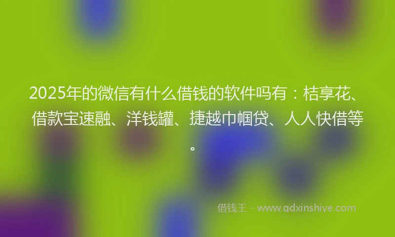 2025年的微信有什么借钱的软件吗有：桔享花、借款宝速融、洋钱罐、捷越巾帼贷、人人快借等。