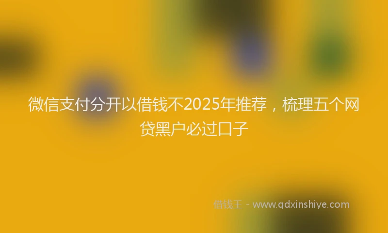微信支付分开以借钱不2025年推荐，梳理五个网贷黑户必过口子