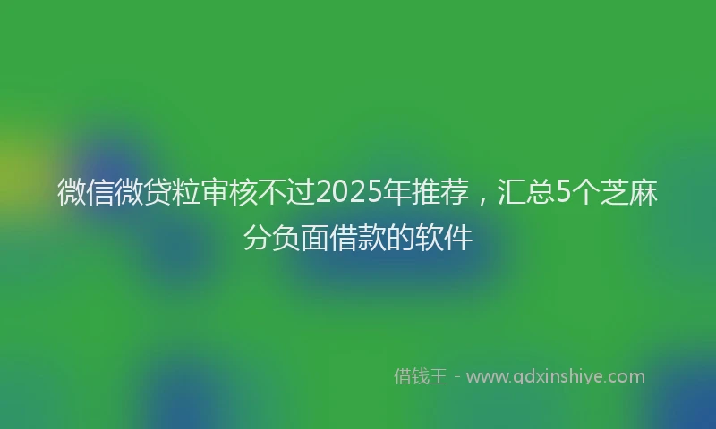 微信微贷粒审核不过2025年推荐，汇总5个芝麻分负面借款的软件