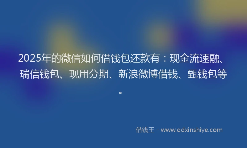 2025年的微信如何借钱包还款有：现金流速融、瑞信钱包、现用分期、新浪微博借钱、甄钱包等。