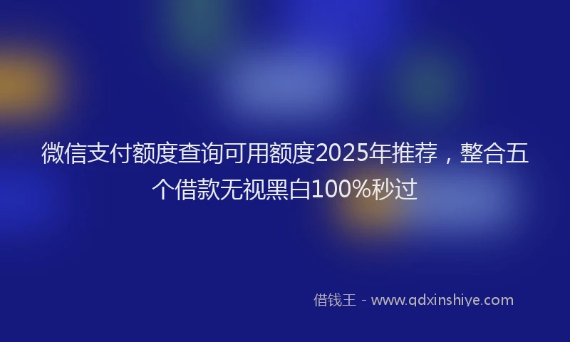微信支付额度查询可用额度2025年推荐，整合五个借款无视黑白100%秒过
