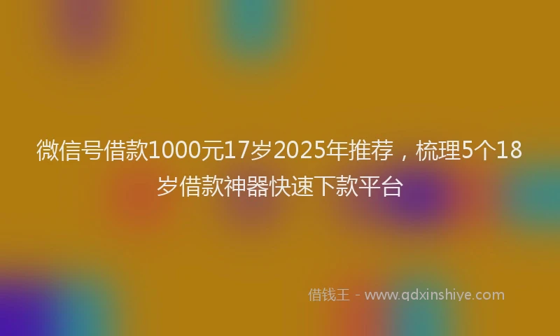 微信号借款1000元17岁2025年推荐，梳理5个18岁借款神器快速下款平台