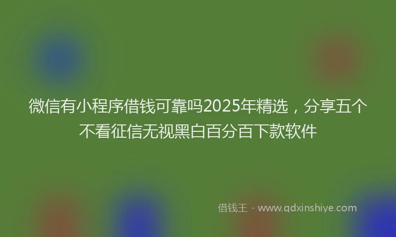 微信有小程序借钱可靠吗2025年精选，分享五个不看征信无视黑白百分百下款软件