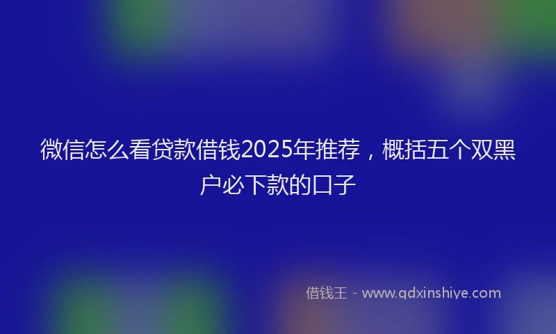 微信怎么看贷款借钱2025年推荐，概括五个双黑户必下款的口子