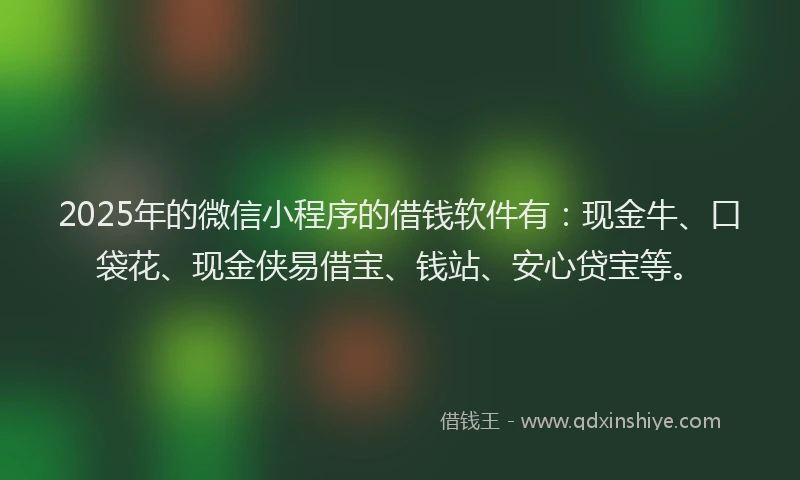 2025年的微信小程序的借钱软件有：现金牛、口袋花、现金侠易借宝、钱站、安心贷宝等。