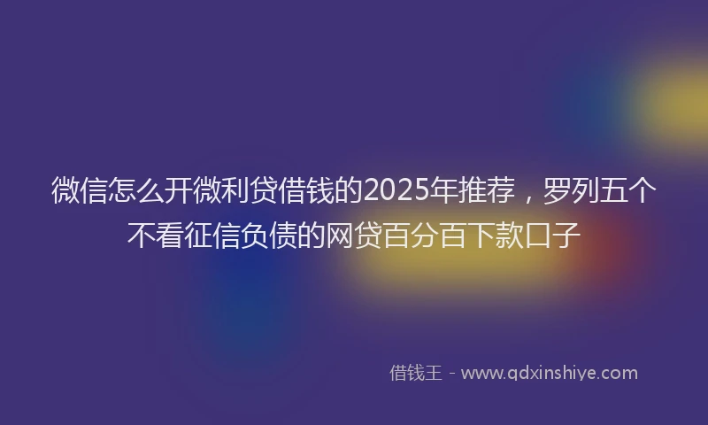 微信怎么开微利贷借钱的2025年推荐，罗列五个不看征信负债的网贷百分百下款口子