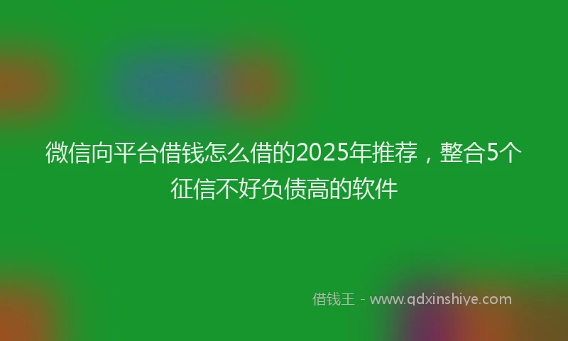微信向平台借钱怎么借的2025年推荐，整合5个征信不好负债高的软件