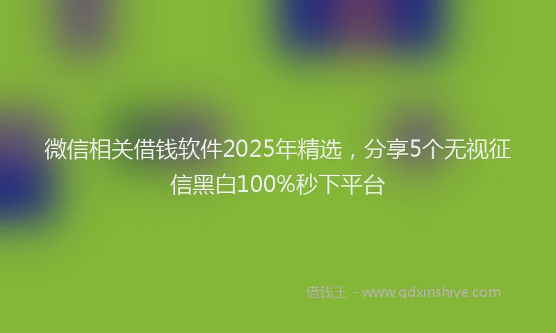 微信相关借钱软件2025年精选，分享5个无视征信黑白100%秒下平台