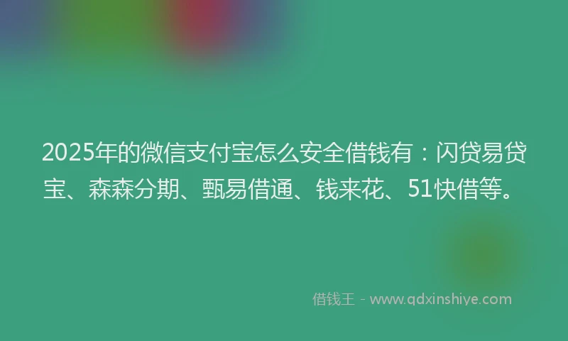 2025年的微信支付宝怎么安全借钱有：闪贷易贷宝、森森分期、甄易借通、钱来花、51快借等。