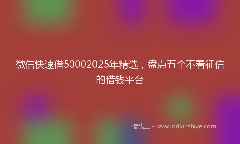 微信快速借50002025年精选，盘点五个不看征信的借钱平台