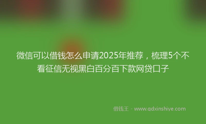 微信可以借钱怎么申请2025年推荐，梳理5个不看征信无视黑白百分百下款网贷口子
