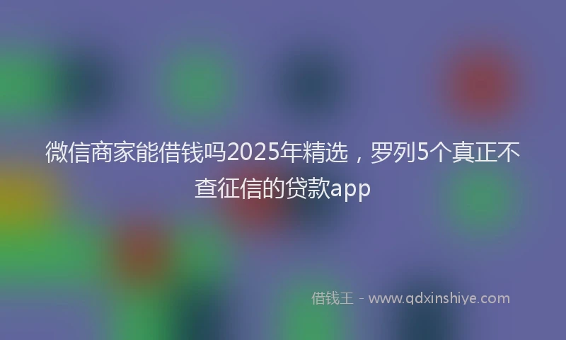 微信商家能借钱吗2025年精选，罗列5个真正不查征信的贷款app