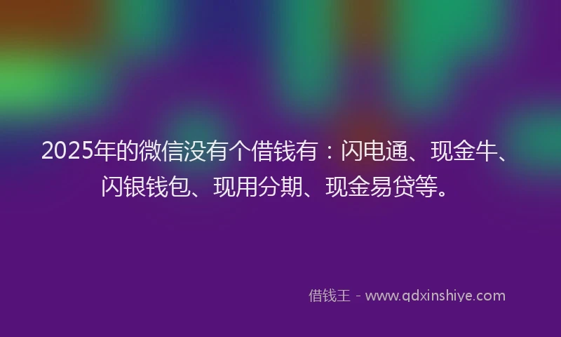 2025年的微信没有个借钱有：闪电通、现金牛、闪银钱包、现用分期、现金易贷等。