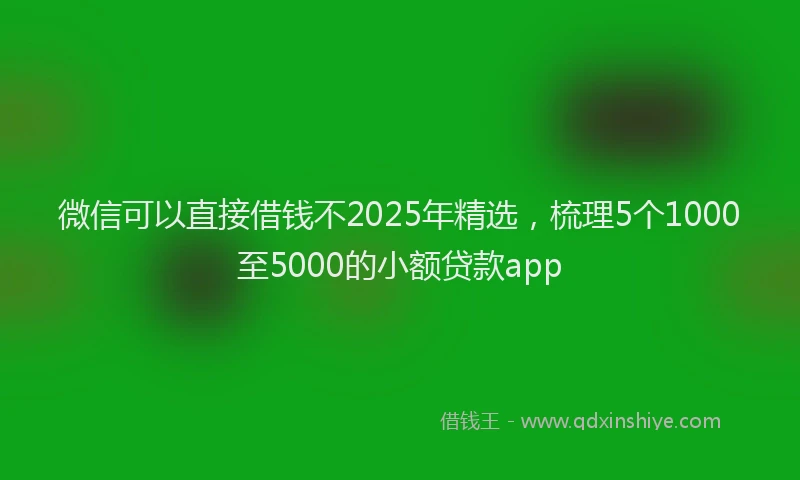 微信可以直接借钱不2025年精选，梳理5个1000至5000的小额贷款app