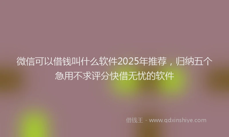 微信可以借钱叫什么软件2025年推荐，归纳五个急用不求评分快借无忧的软件