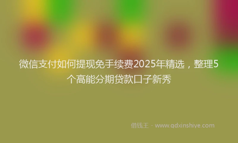 微信支付如何提现免手续费2025年精选，整理5个高能分期贷款口子新秀