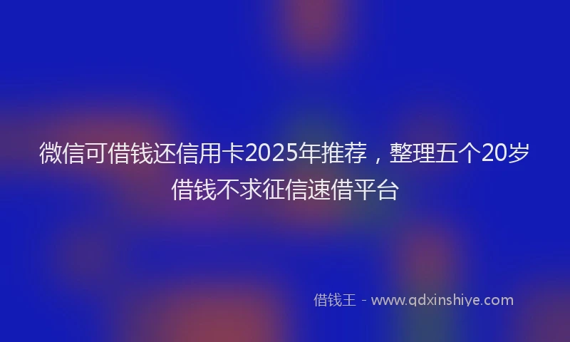 微信可借钱还信用卡2025年推荐，整理五个20岁借钱不求征信速借平台