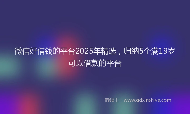 微信好借钱的平台2025年精选，归纳5个满19岁可以借款的平台