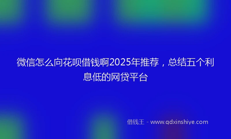 微信怎么向花呗借钱啊2025年推荐，总结五个利息低的网贷平台