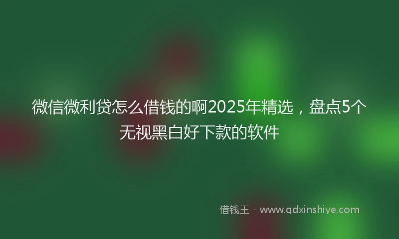 微信微利贷怎么借钱的啊2025年精选，盘点5个无视黑白好下款的软件