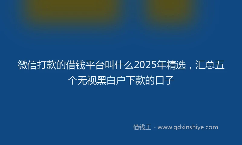 微信打款的借钱平台叫什么2025年精选，汇总五个无视黑白户下款的口子