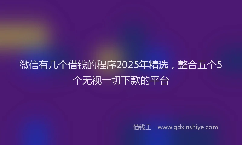 微信有几个借钱的程序2025年精选，整合五个5个无视一切下款的平台