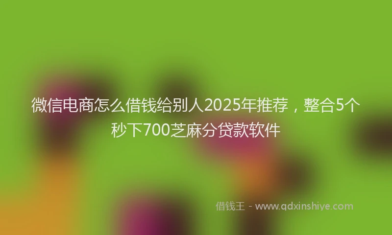 微信电商怎么借钱给别人2025年推荐，整合5个秒下700芝麻分贷款软件