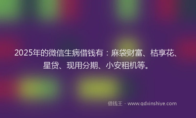 2025年的微信生病借钱有：麻袋财富、桔享花、星贷、现用分期、小安租机等。