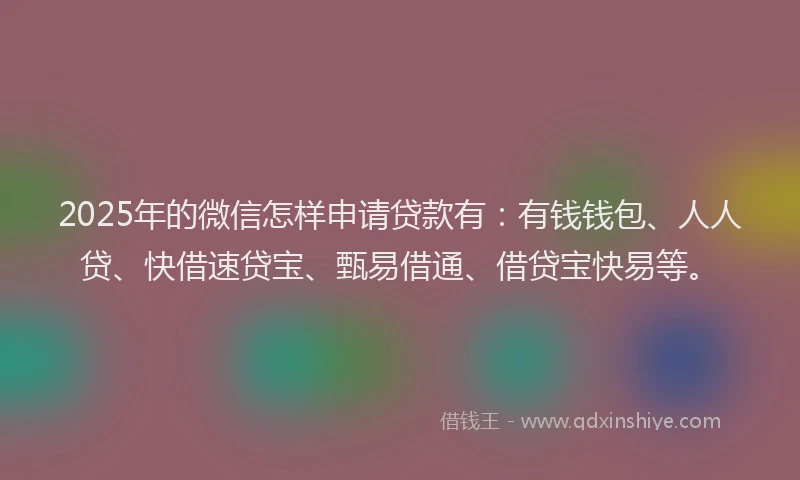 2025年的微信怎样申请贷款有：有钱钱包、人人贷、快借速贷宝、甄易借通、借贷宝快易等。