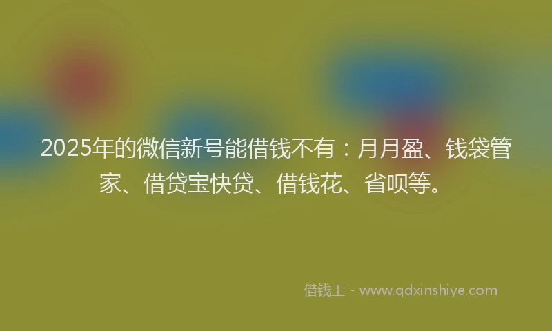 2025年的微信新号能借钱不有：月月盈、钱袋管家、借贷宝快贷、借钱花、省呗等。