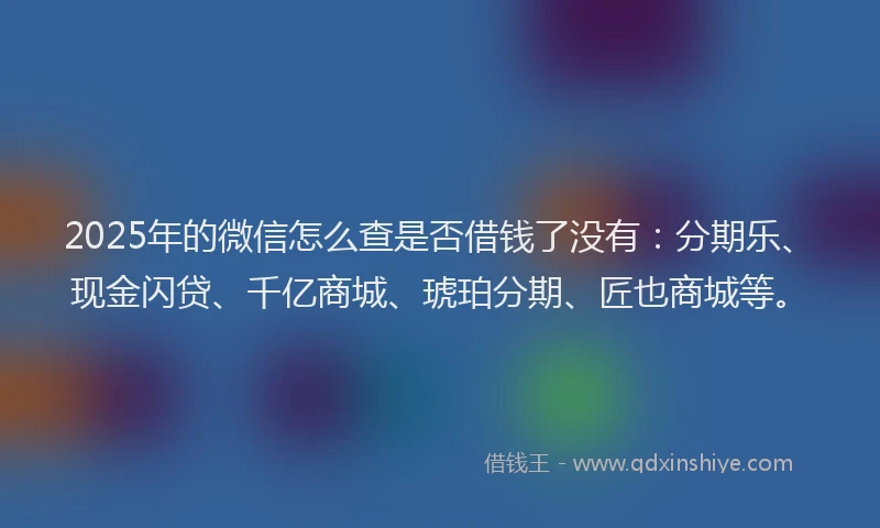 2025年的微信怎么查是否借钱了没有：分期乐、现金闪贷、千亿商城、琥珀分期、匠也商城等。
