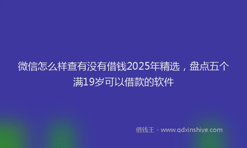 微信怎么样查有没有借钱2025年精选，盘点五个满19岁可以借款的软件