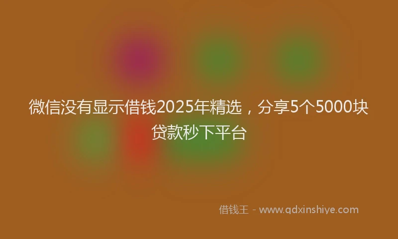 微信没有显示借钱2025年精选，分享5个5000块贷款秒下平台