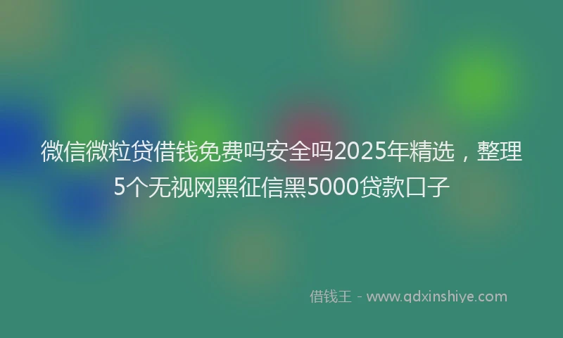 微信微粒贷借钱免费吗安全吗2025年精选，整理5个无视网黑征信黑5000贷款口子