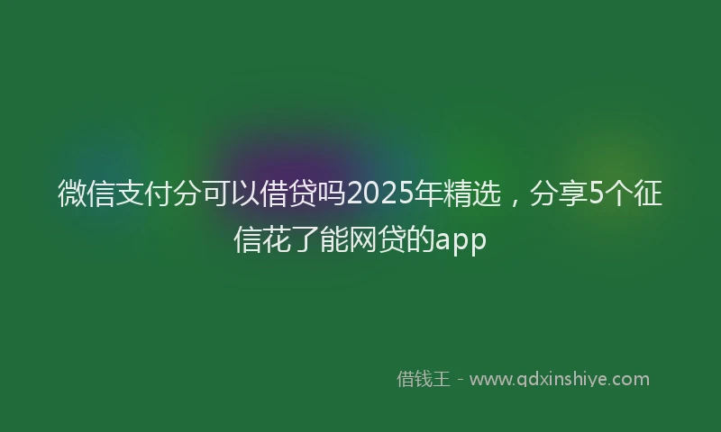 微信支付分可以借贷吗2025年精选，分享5个征信花了能网贷的app