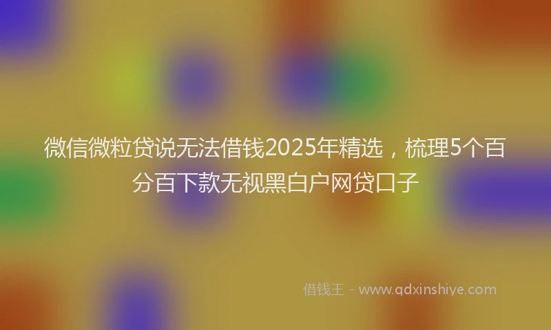 微信微粒贷说无法借钱2025年精选，梳理5个百分百下款无视黑白户网贷口子
