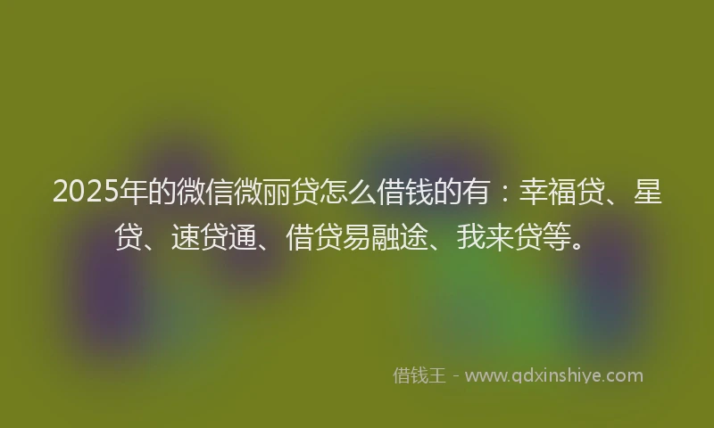 2025年的微信微丽贷怎么借钱的有：幸福贷、星贷、速贷通、借贷易融途、我来贷等。