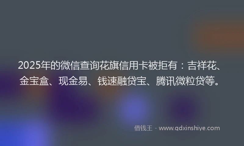 2025年的微信查询花旗信用卡被拒有：吉祥花、金宝盒、现金易、钱速融贷宝、腾讯微粒贷等。