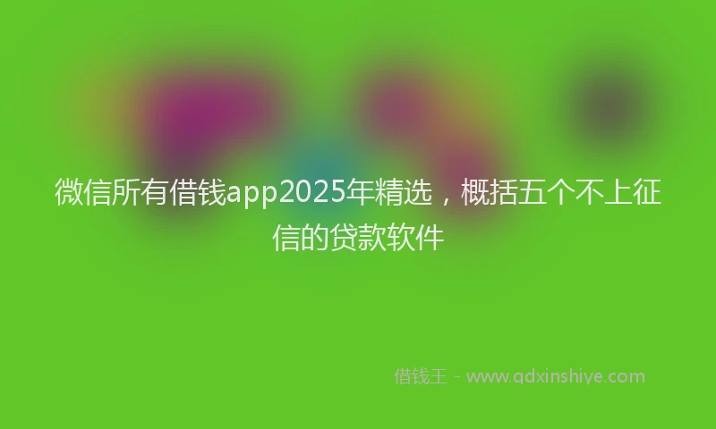 微信所有借钱app2025年精选，概括五个不上征信的贷款软件