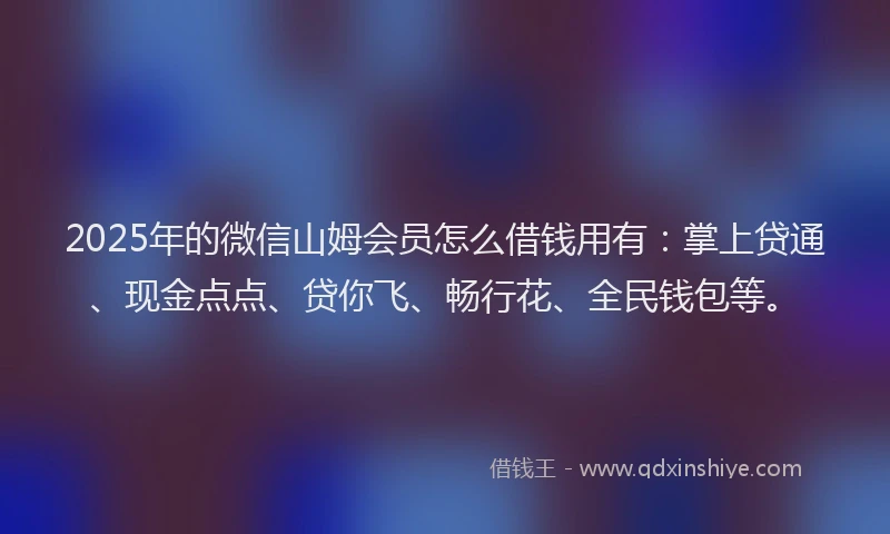 2025年的微信山姆会员怎么借钱用有：掌上贷通、现金点点、贷你飞、畅行花、全民钱包等。