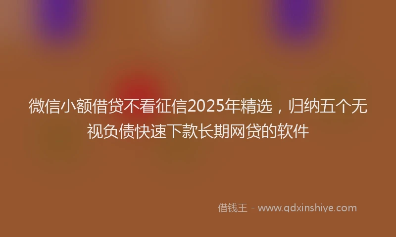 微信小额借贷不看征信2025年精选，归纳五个无视负债快速下款长期网贷的软件