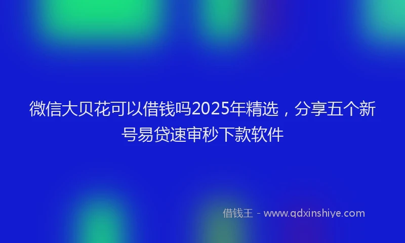 微信大贝花可以借钱吗2025年精选，分享五个新号易贷速审秒下款软件