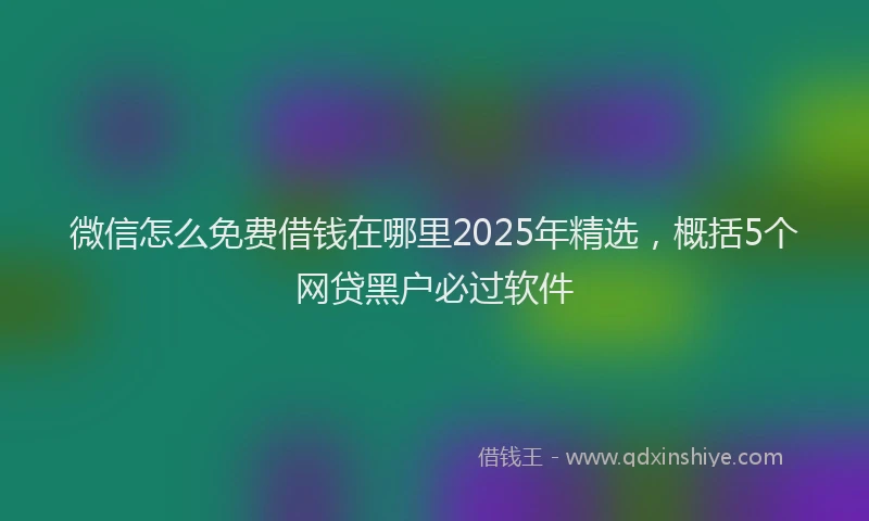 微信怎么免费借钱在哪里2025年精选，概括5个网贷黑户必过软件